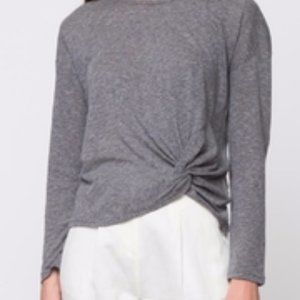 Mo:vint grey long sleeve front twist detail top M